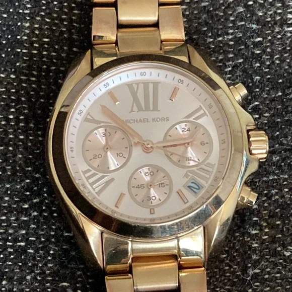 Rose Gold-Tone Metal Clasp MICHAEL Michael Kors Analog Watch w/Date (& Booklet)